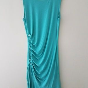 Aqua blue knee length dress with detail